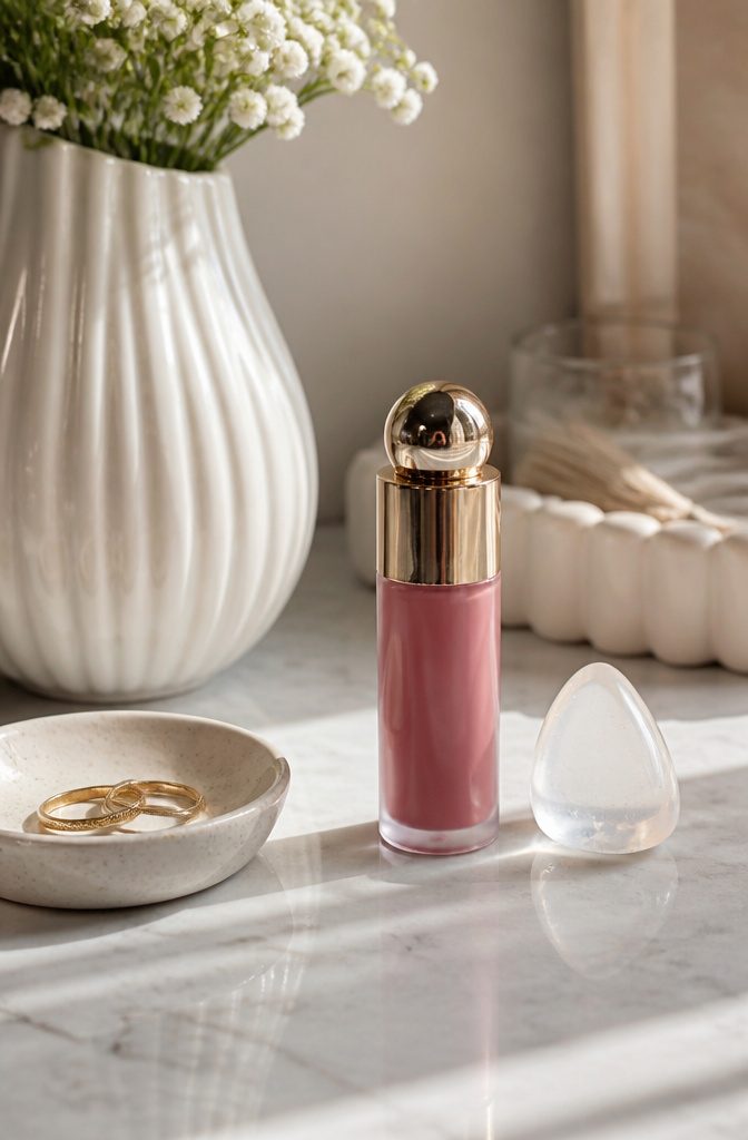 Rare Beauty Soft Pinch Liquid Blush in Love in a small bottle.