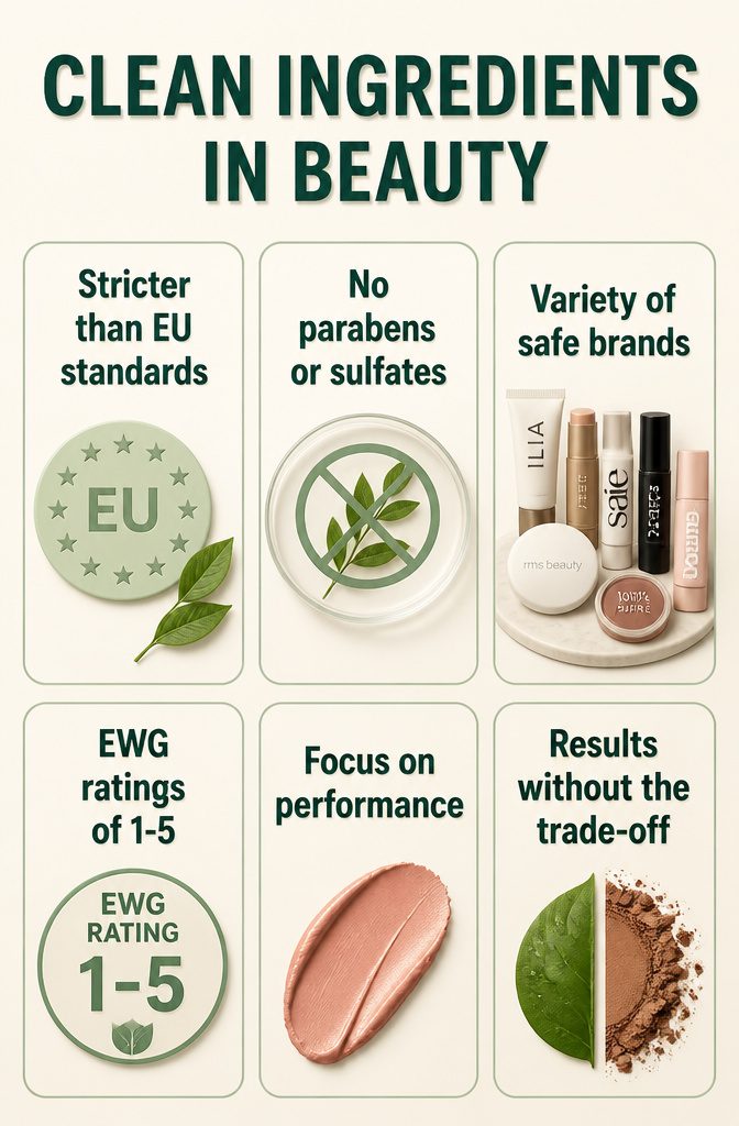An information image detailing clean ingredients in beauty products.