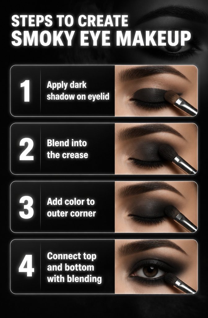 Flat eyeshadow brush applying dark shadow on eyelid.